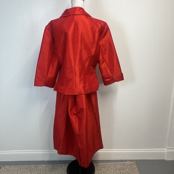 Nicolette Plus Size 24W Skirt Suit Women's Cherry Red Formal Evening Wedding - Picture 8 of 9